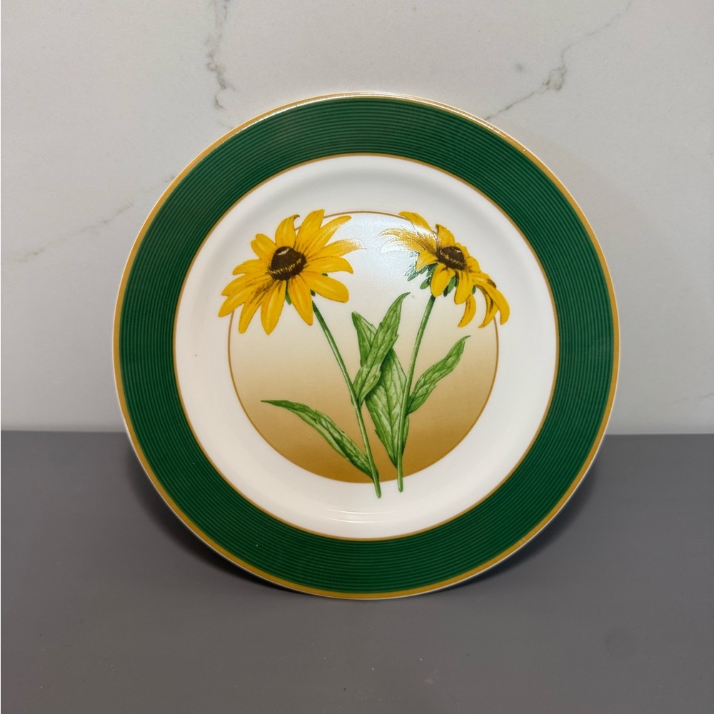 Avon Sunflower Green and Gold Side Plate